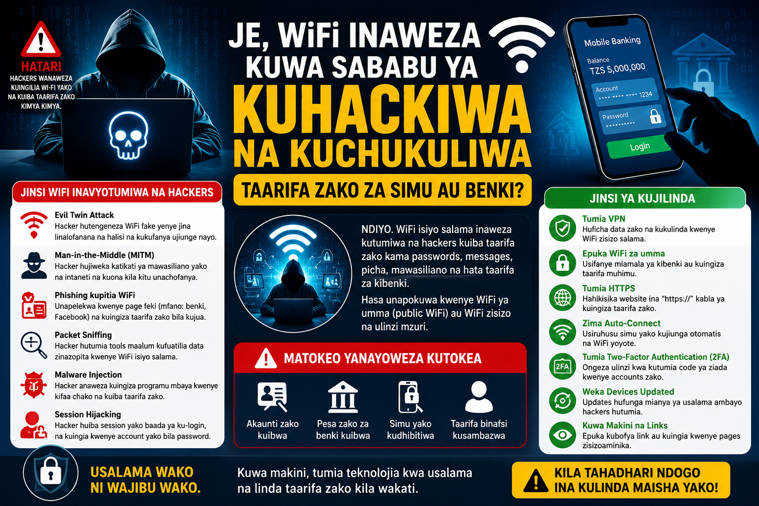 Njia Zinazotumika Sasa na Hackers Kupitia WiFi na Mtandao